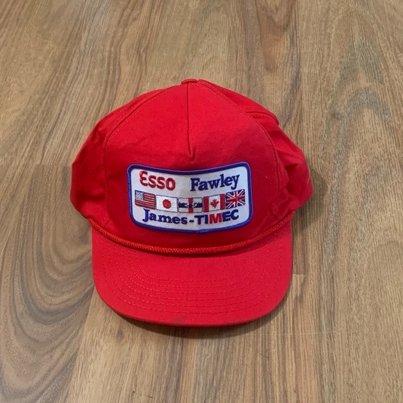 Vintage P Cap Trucker Hat Esso Fawley Petroleum Refinery Patch Cap Adjustable - Picture 1 of 7